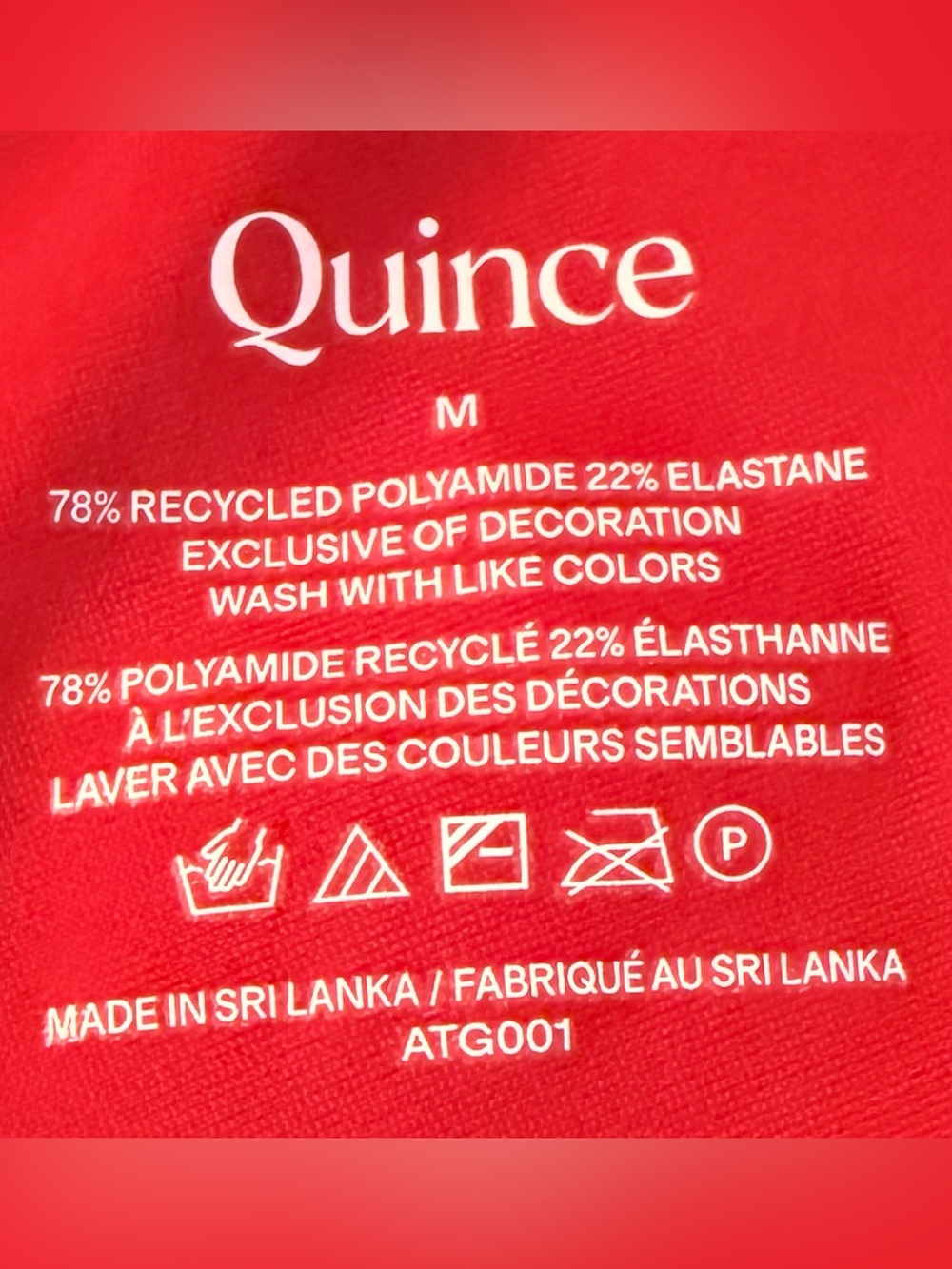 Quince Plunge Bikini Top Cherry Red Size M NWT - Picture 3 of 3